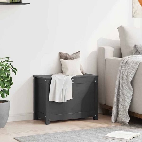 vidaXL Truhe Grau 60x32x45,5 cm Massivholz Kiefer