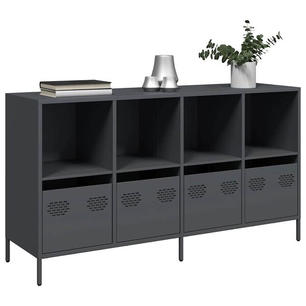 vidaXL Sideboard Anthrazit 135x39x73,5 cm Kaltgewalzter Stahl