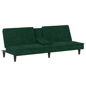 vidaXL Schlafsofa mit Getr&auml;nkehaltern Dunkelgr&uuml;n Samt