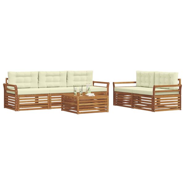 vidaXL Outdoor-Sofagarnitur mit Kissen 6 pcs Natur und Creme