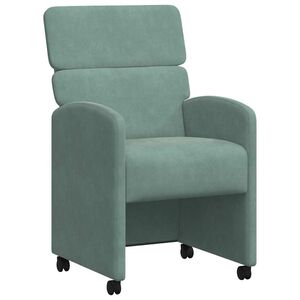 vidaXL Esszimmerst&uuml;hle mit Rollen 2 stk. Samt Meergr&uuml;n 58 x 65 x 98 cm