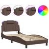 vidaXL Bettgestell "Viana" mit LED ohne Matratze Braun 90x190 cm