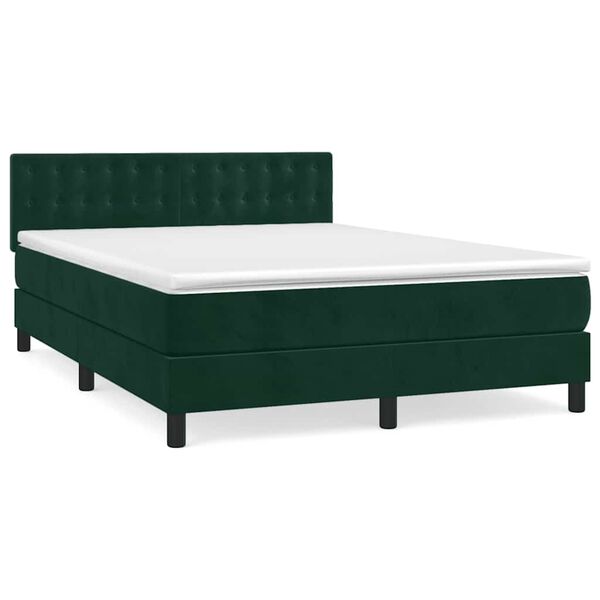 vidaXL Boxspringbett mit Matratze Dunkelgr&uuml;n 140x190 cm Samt