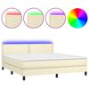 vidaXL Boxspringbett mit Matratze & LED Creme 180x200 cm Kunstleder
