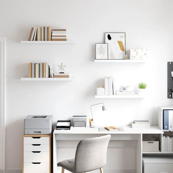 vidaXL Schweberegale 4 Stk. Wei&szlig; 80x23,5x3,8 cm MDF