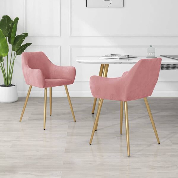 vidaXL Esszimmerst&uuml;hle 2 Stk. Rosa Samt