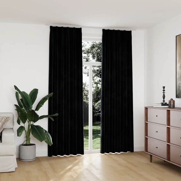 vidaXL Verdunkelungsvorh&auml;nge mit Haken 2 Stk. Samt Schwarz 140x245 cm