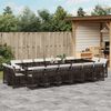 vidaXL 17-tlg. Garten-Essgruppe mit Kissen Braun Poly Rattan