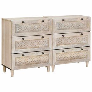 vidaXL Sideboard 2 stk. 120 x 33,5 x 75 cm massives Mangoholz Wei&szlig;