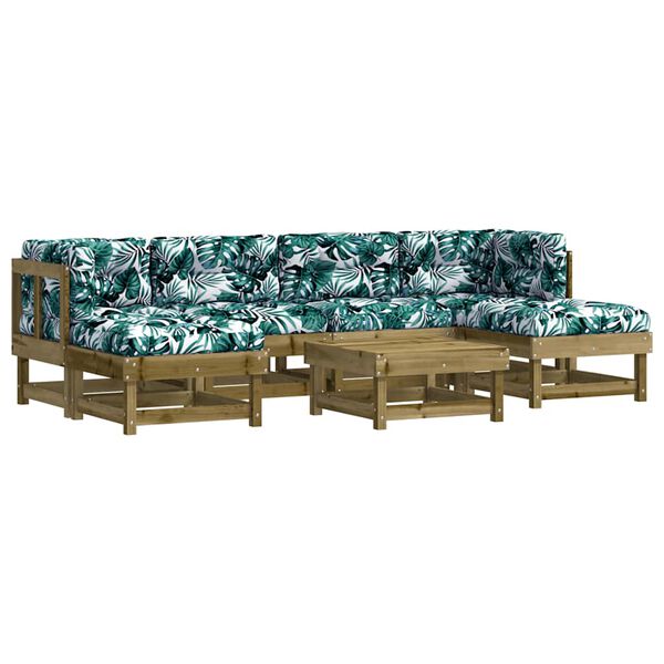 vidaXL 7-tlg. Garten-Lounge-Set mit Kissen Impr&auml;gniertes Kiefernholz