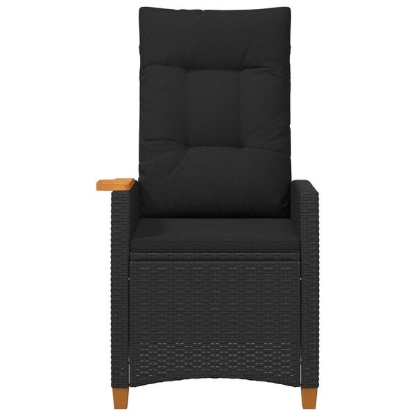 vidaXL Liegestuhl mit Teeteller Schwarz 62 x 64 x 112 cm Poly-Rattan
