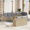 vidaXL Garten-Sofa-Set mit Kissen mit Kissen 9 pcs Beige und Hellgrau