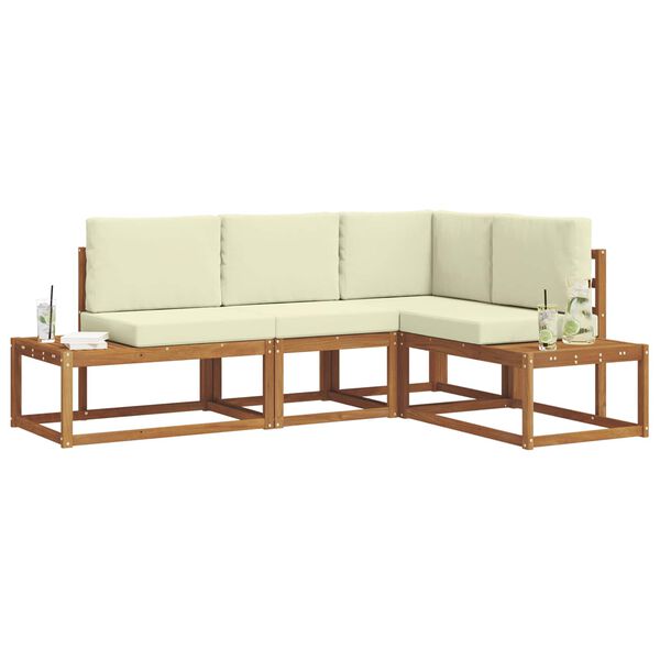 vidaXL Outdoor-Sofagarnitur mit Kissen 4 St&uuml;ck Natur und Creme