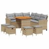 vidaXL 6-tlg. Garten-Sofagarnitur mit Kissen L-Form Beige Poly Rattan