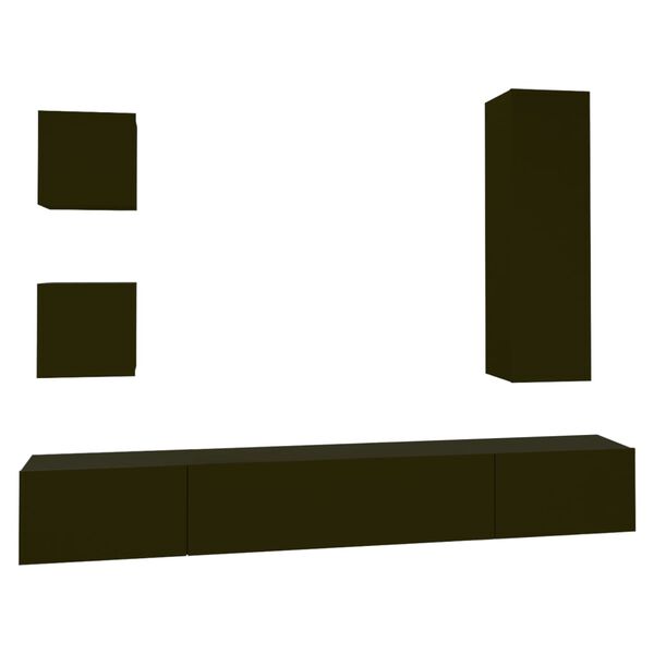 vidaXL 5-tlg. TV-Schrank-Set Schwarz Holzwerkstoff