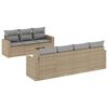 vidaXL 8-tlg. Garten-Sofagarnitur mit Kissen Beige Poly Rattan