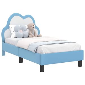 vidaXL Kinderbettgestell mit Kopfteil mit Kopfteil Blau 70 x 140 cm PU