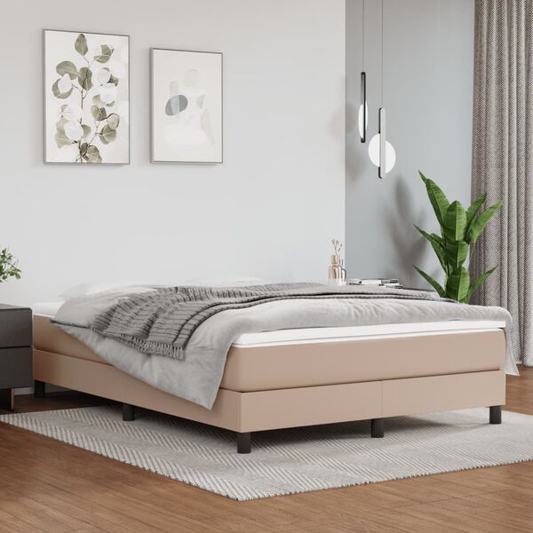 vidaXL Boxspringbettgestell Cappuccino-Braun 140x200 cm Kunstleder