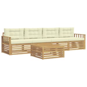 vidaXL Outdoor-Sofagarnitur 5 stk. Wei&szlig; und Creme Massivholz Akazie