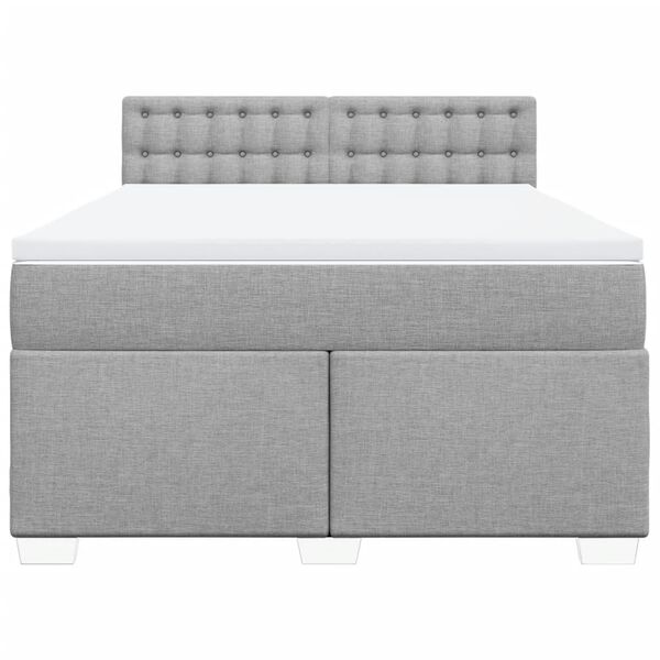 vidaXL Boxspringbett mit Matratze Hellgrau 140x190 cm Stoff