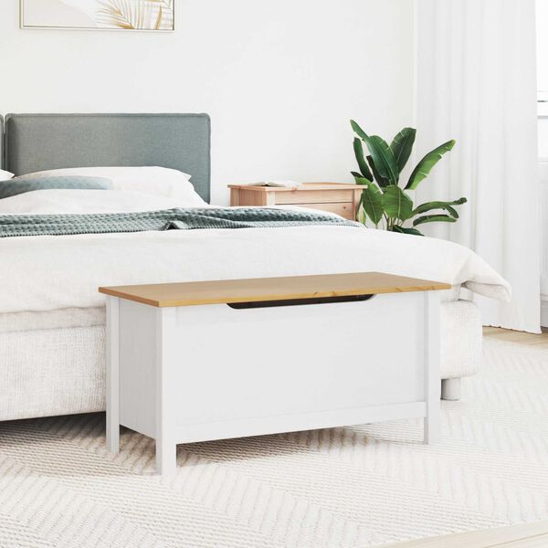 vidaXL Aufbewahrungsbox Wei&szlig; und Honigbraun 90 x 40 x 45 cm