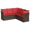 vidaXL 5-tlg. Garten-Sofagarnitur mit Kissen Braun Poly Rattan