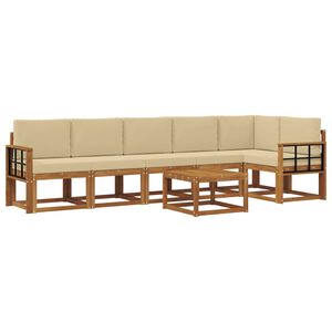 vidaXL Outdoor-Sofagarnitur mit Kissen 7 pcs Natur und Beige