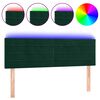 vidaXL LED Kopfteil Dunkelgr&uuml;n 144x5x78/88 cm Samt