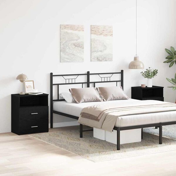 vidaXL Nachttisch 2 pcs Schwarz Eichen-Optik 50 x 32 x 60 cm