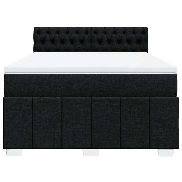 vidaXL Boxspringbett mit Matratze Schwarz 140x190 cm Stoff