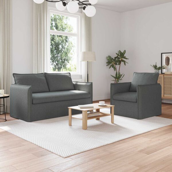 vidaXL Sofa Set 2 pcs Dunkelgrau 156 x 82 x 85 cm Stoff