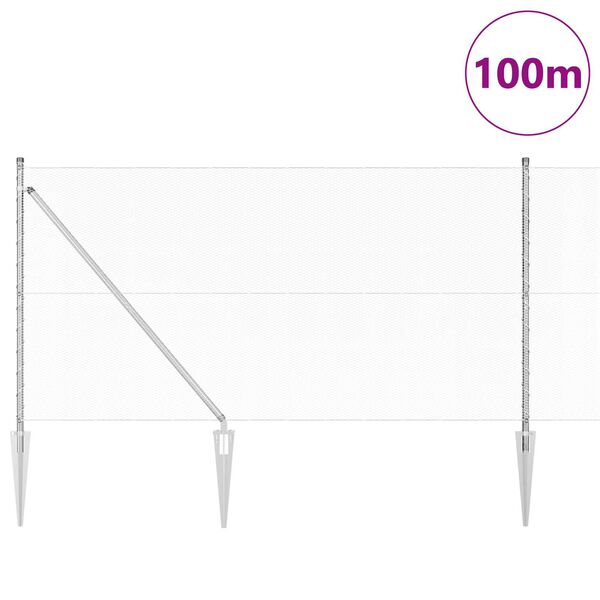 vidaXL Zaun mit Pfosten Silber 1 x 100 m PVC-beschichteter Stahl