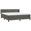 vidaXL Boxspringbett mit Matratze Dunkelgrau 180x200 cm Samt