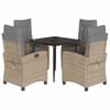 vidaXL 5-tlg. Garten-Essgruppe mit Kissen Beigemischung Poly Rattan