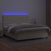 vidaXL Boxspringbett mit Matratze & LED Creme 180x200 cm Kunstleder