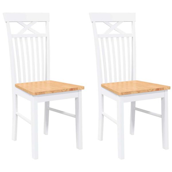 vidaXL Esszimmerstühle 2 Stk. Weiß Massivholz Gummibaum
