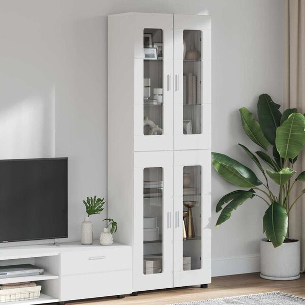 vidaXL Highboard FLORIN Hochglanz Wei&szlig; 60 x 35 x 182 cm Holzwerkstoff