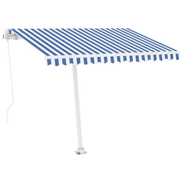 vidaXL Standmarkise Manuell Einziehbar 350x250 cm Blau/Wei&szlig;