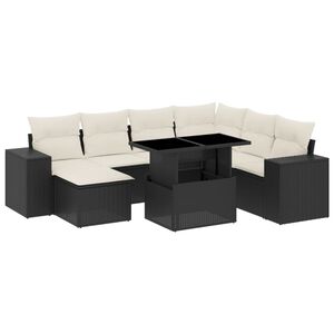 vidaXL 8-tlg. Garten-Sofagarnitur mit Kissen Schwarz Poly Rattan