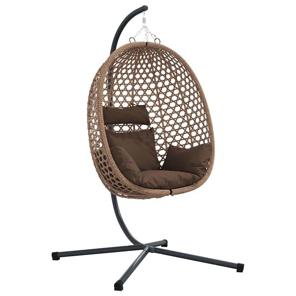 vidaXL H&auml;ngendes Ei-Stuhl Kaffeebraun 104 x 100 x 191 cm Poly-Rattan