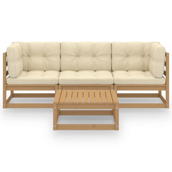 vidaXL 4-tlg. Garten-Lounge-Set mit Kissen Kiefer Massivholz