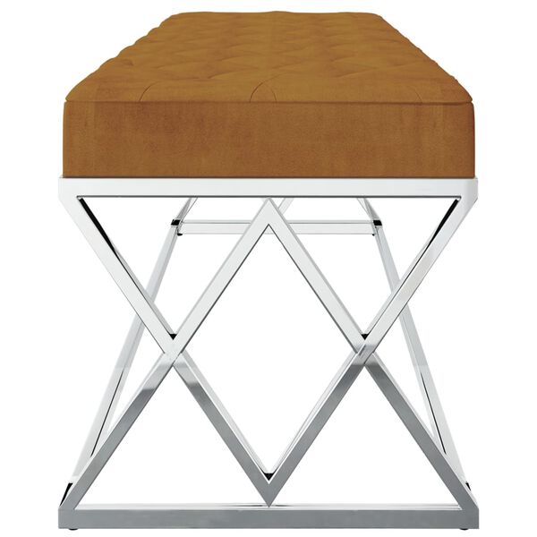 vidaXL Sitzbank Braun Samt und Edelstahl