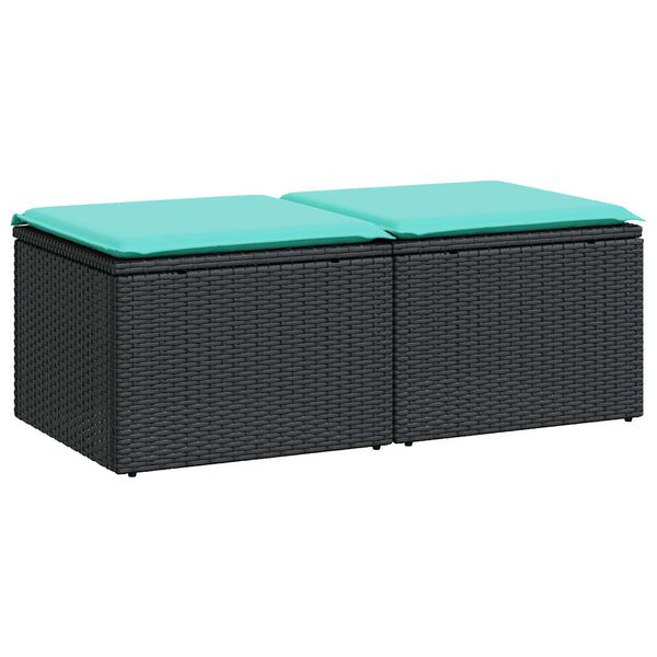 vidaXL 2-tlg. Garten-Sofagarnitur mit Kissen Schwarz Poly Rattan