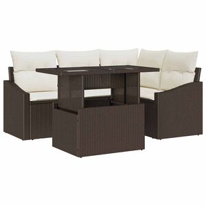 vidaXL Gartensofa-set 5 stk. Braun und Creme Poly-Rattan
