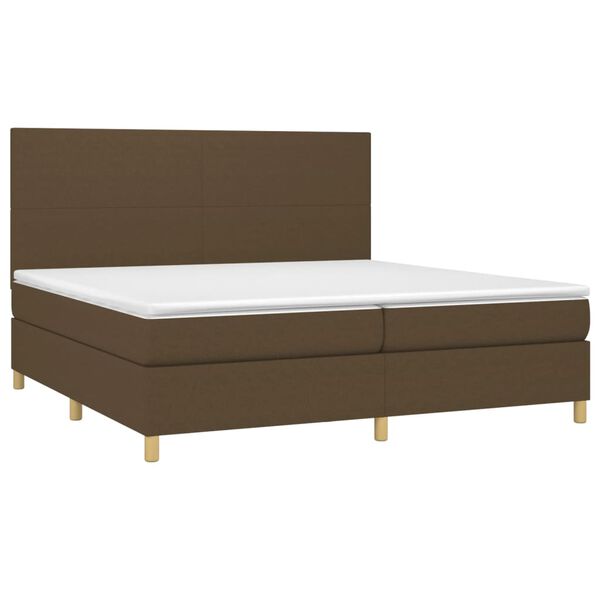 vidaXL Boxspringbett mit Matratze & LED Dunkelbraun 200x200 cm Stoff
