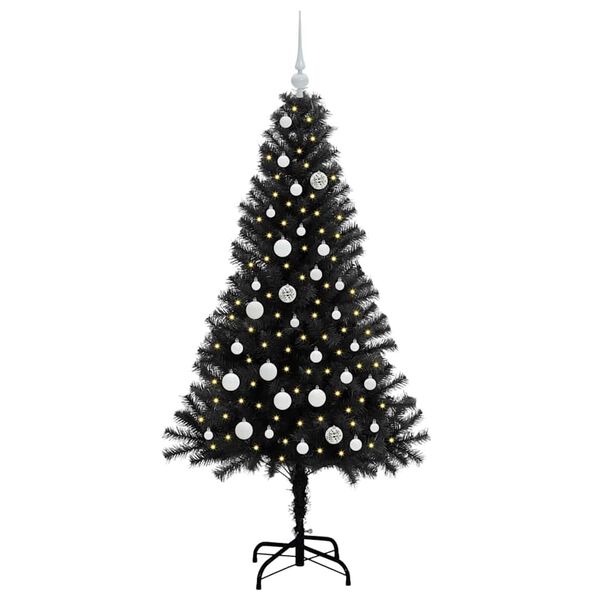vidaXL Weihnachtsbaum mit 150 LEDs mit St&auml;nder Schwarz 150 cm PVC