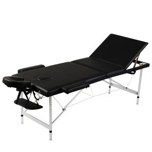 vidaXL Massagetisch mit Aluminiumrahmen, faltbar 3 Zonen Schwarz