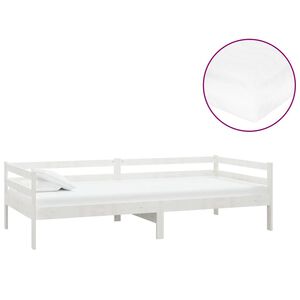 vidaXL Tagesbett mit Matratze 90x200 cm Wei&szlig; Kiefer Massivholz