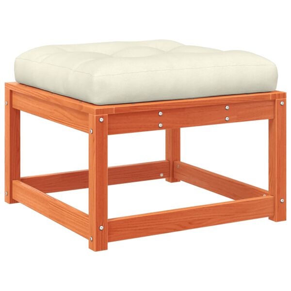 vidaXL Gartenhocker mit Kissen Wachsbraun Massivholz Kiefer