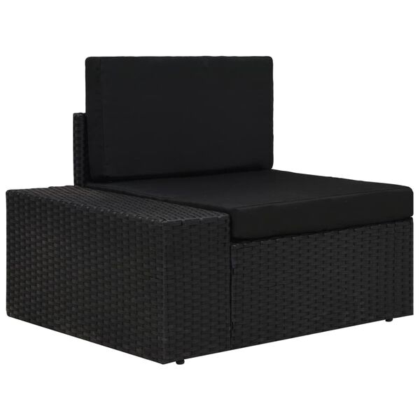 vidaXL Modulares Sofa-Eckteil mit Armlehne (rechts) Poly Rattan Schwarz
